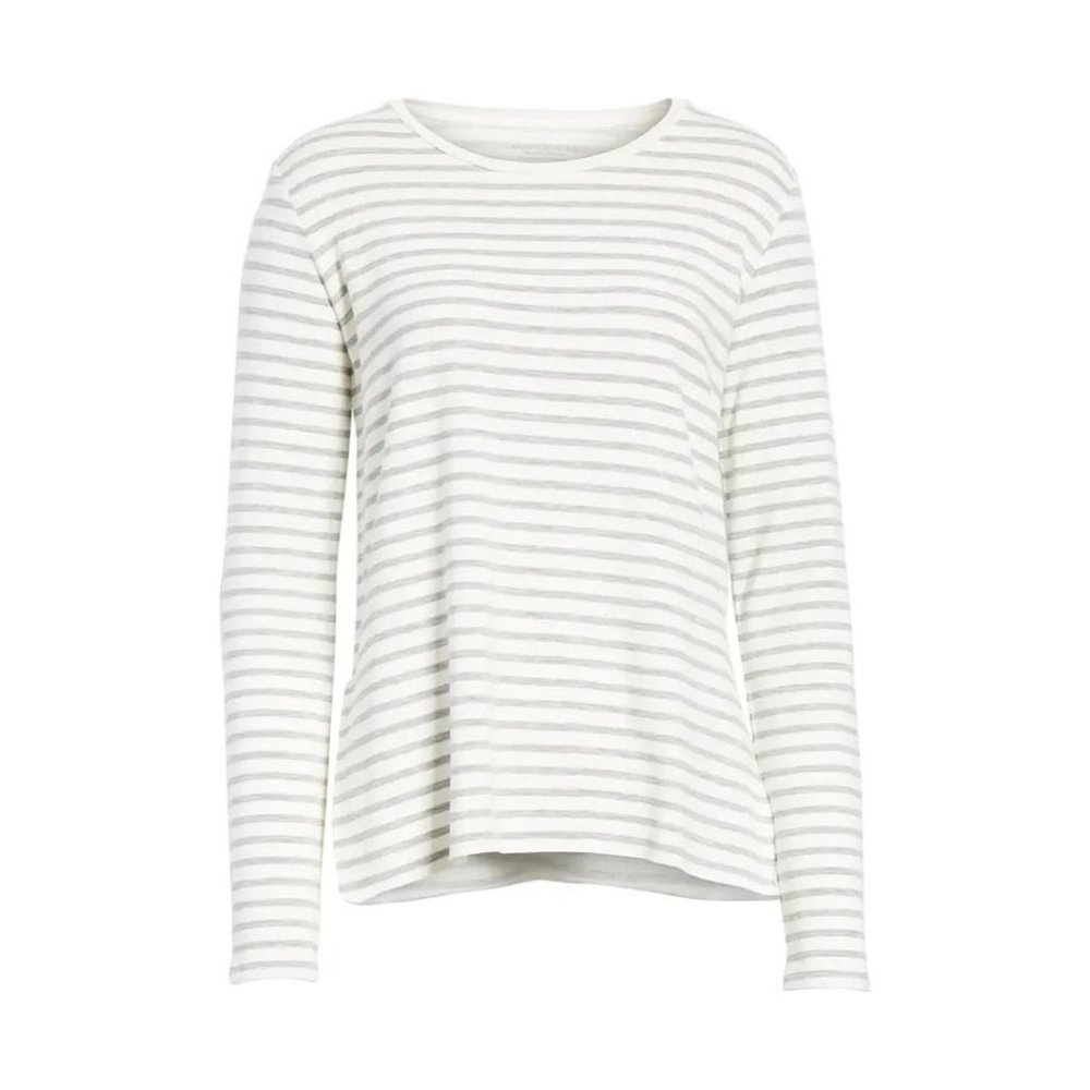 NWT Majestic Filatures Long Sleeve Stripe Pullover Sweatshirt Tee Grey 3 - Picture 5 of 10